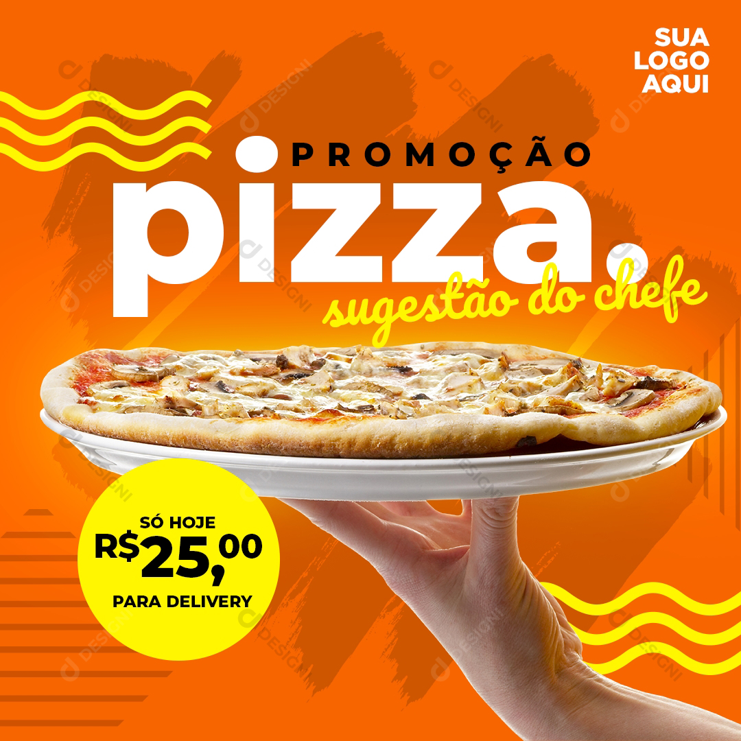 Promoção Pizzaria PSD Social Media Comida Delivery Editável