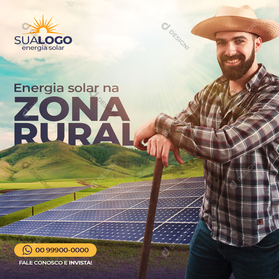Energia Solar Social Media Post Editável PSD