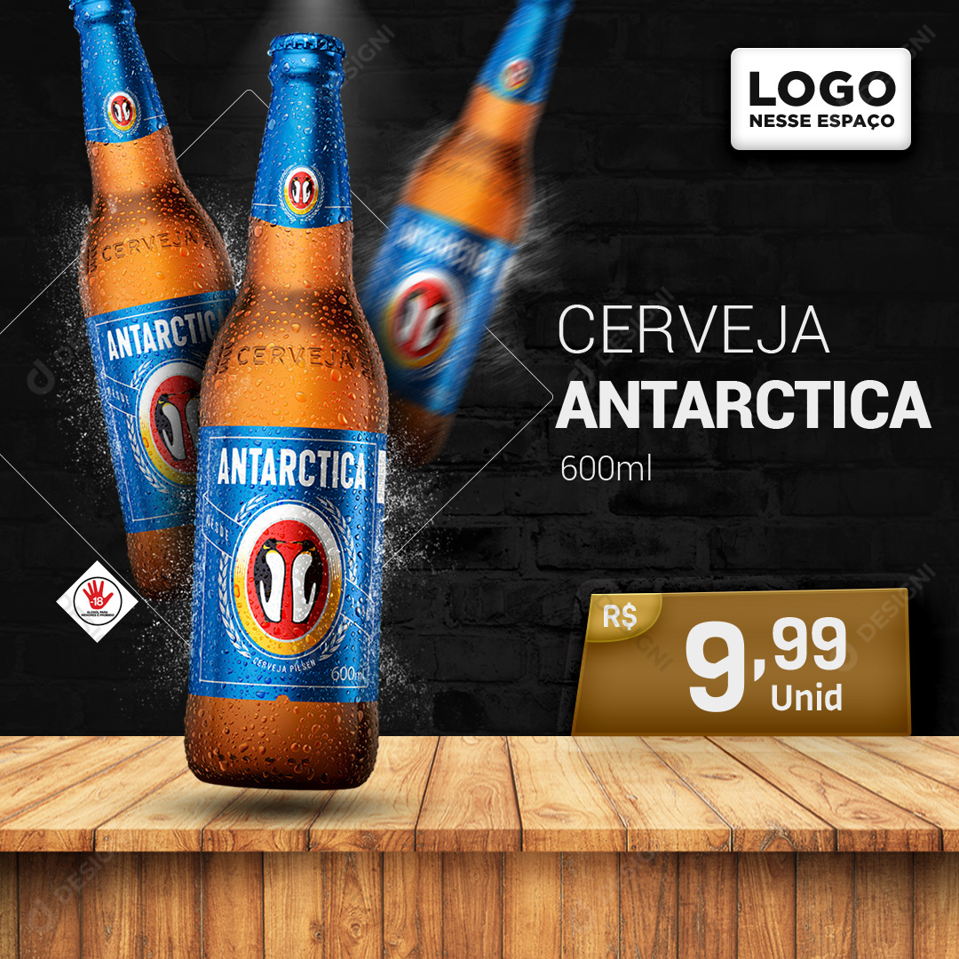 Cerveja Antarctica 600ml Bares Social Media PSD Editável