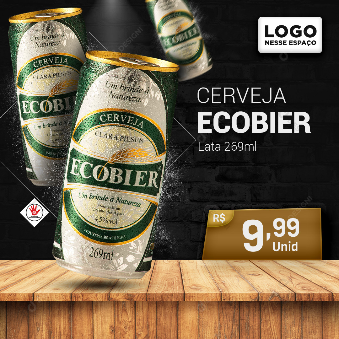 Cerveja Ecobier Lata 269ml Social Media PSD Editável Bares Bebidas
