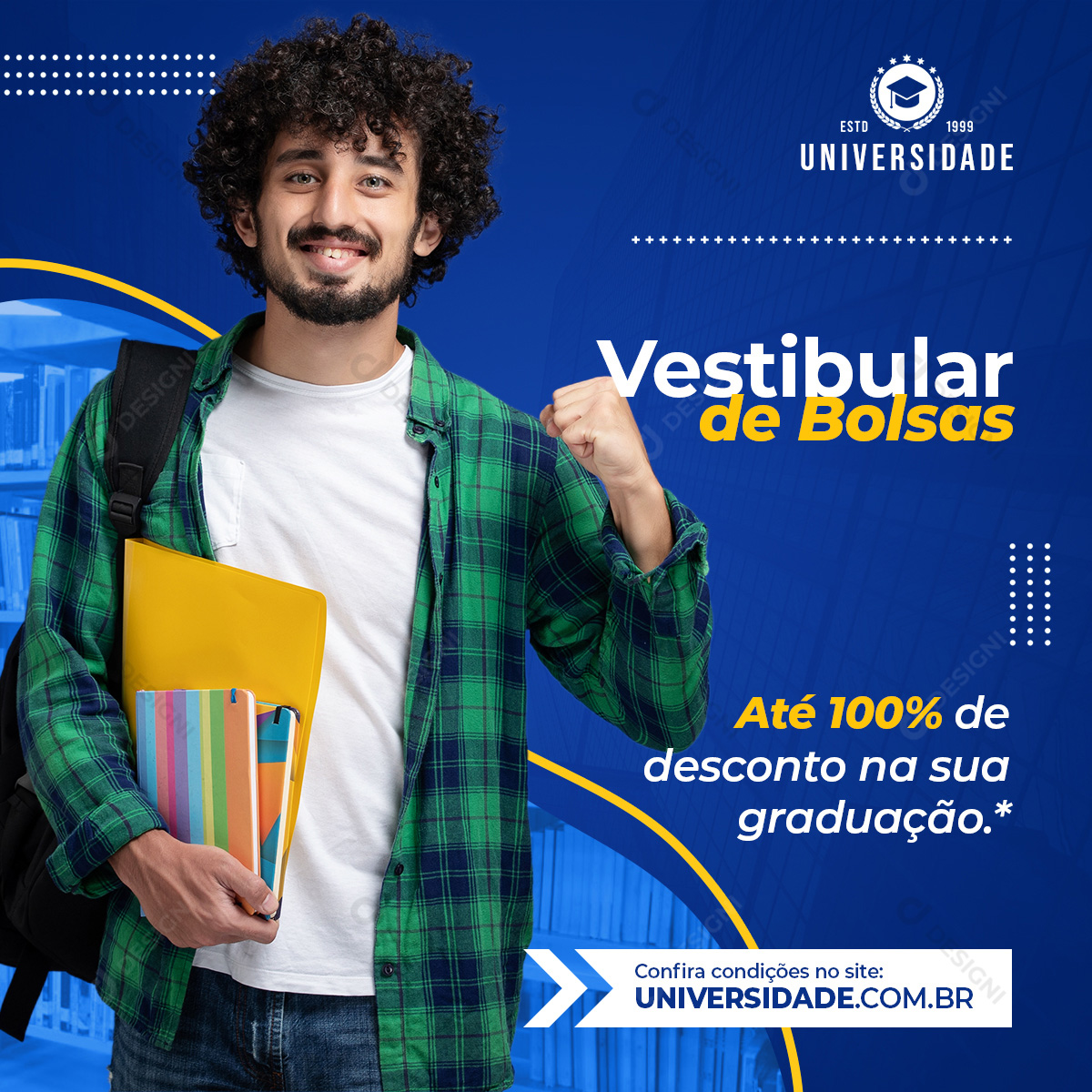 Vestibular de Bolsas Faculdade Universidade Social Media PSD Editável