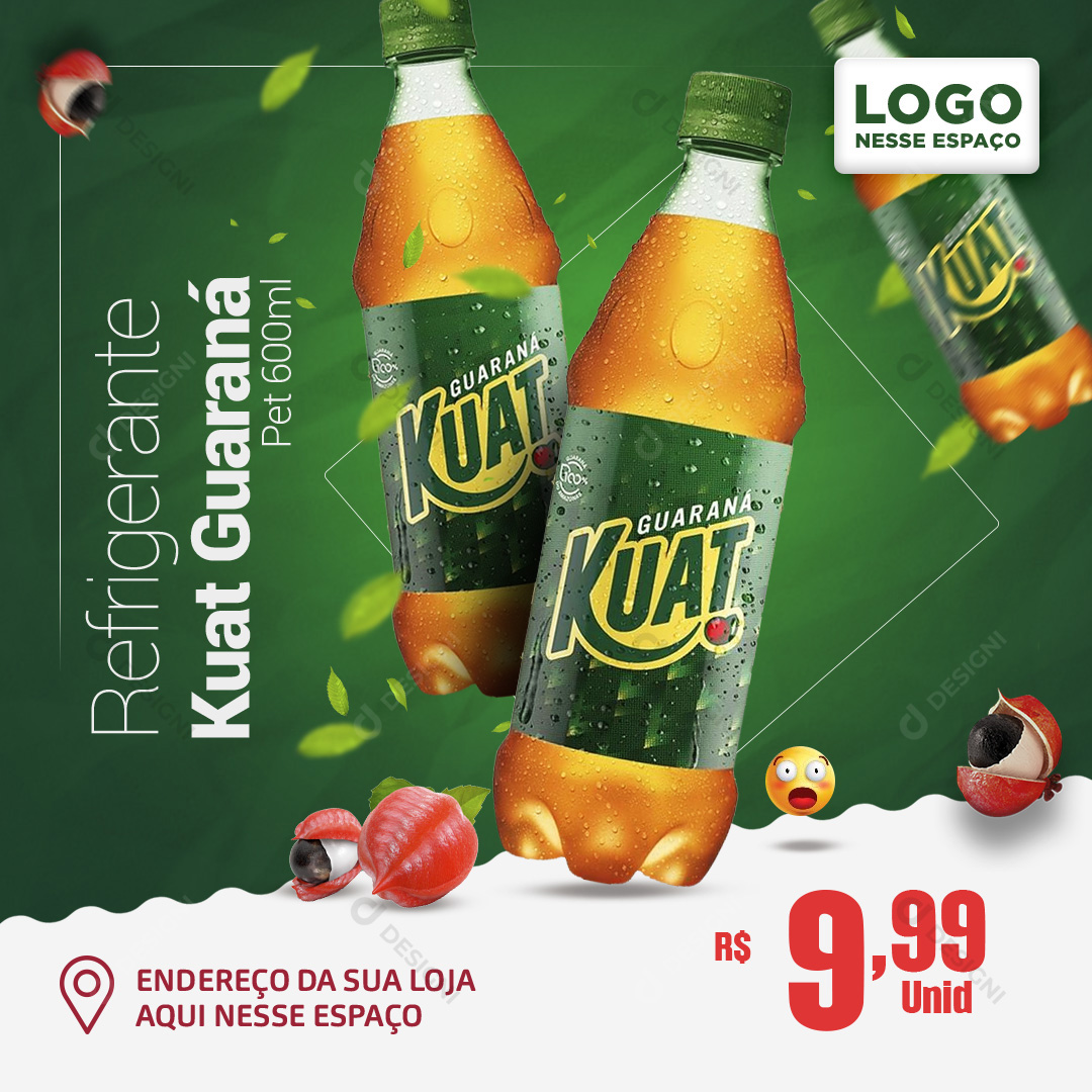 Refrigerante Kuat Guaraná 600ml Social Media PSD Editável