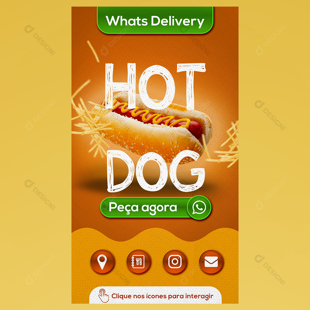 Cartão Interativo Hot Dog PSD + PPTX Editável