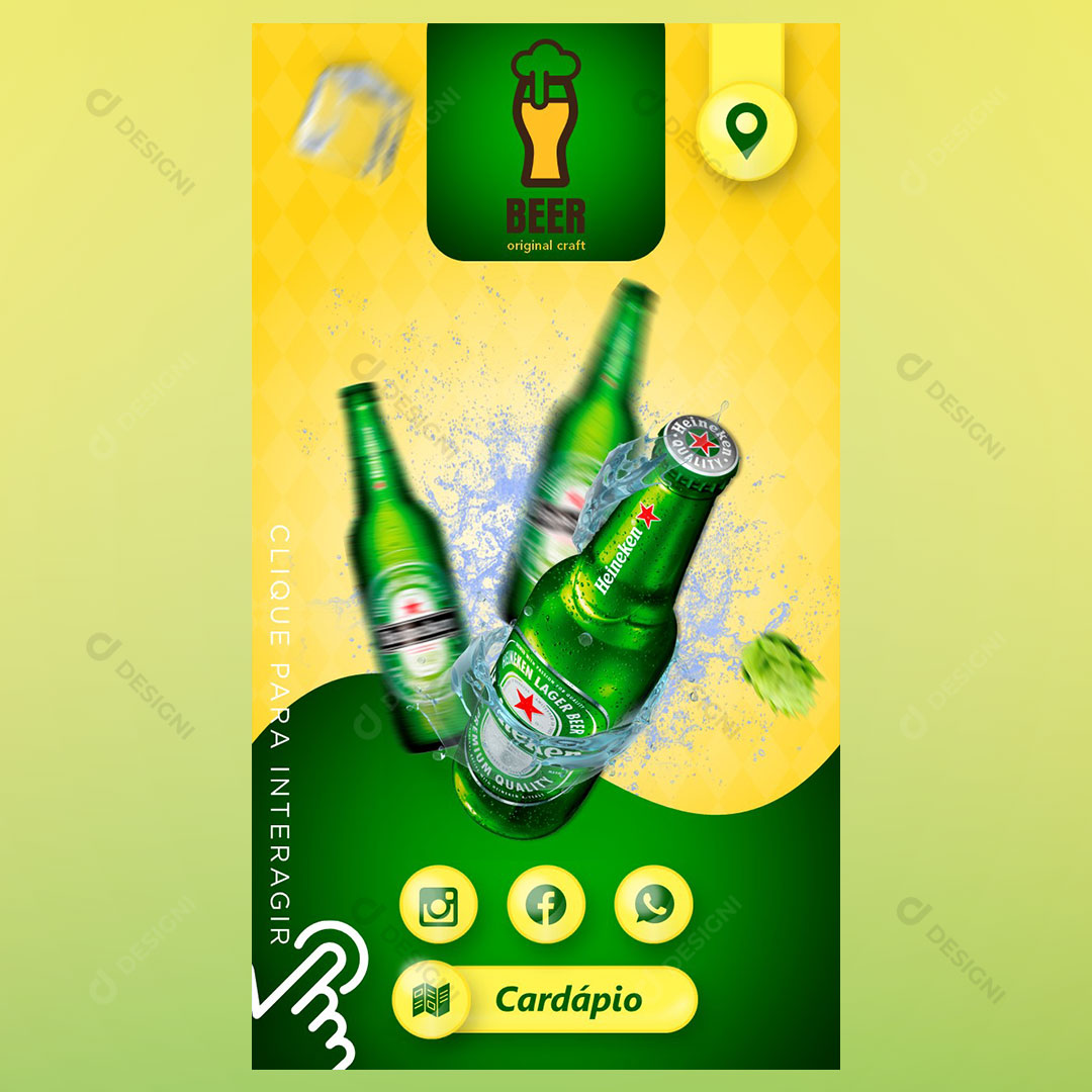 Cartão Interativo Bares Bebidas PPTX Editável