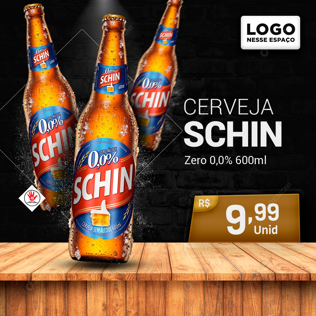 Cerveja Schin Pilsen Zero 0,0% 600ml Social Media PSD Editável