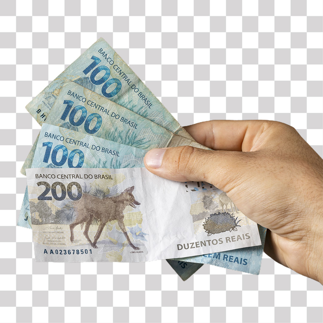Segurando Dinheiro Nota de 200 Reais PNG Transparente Sem Fundo