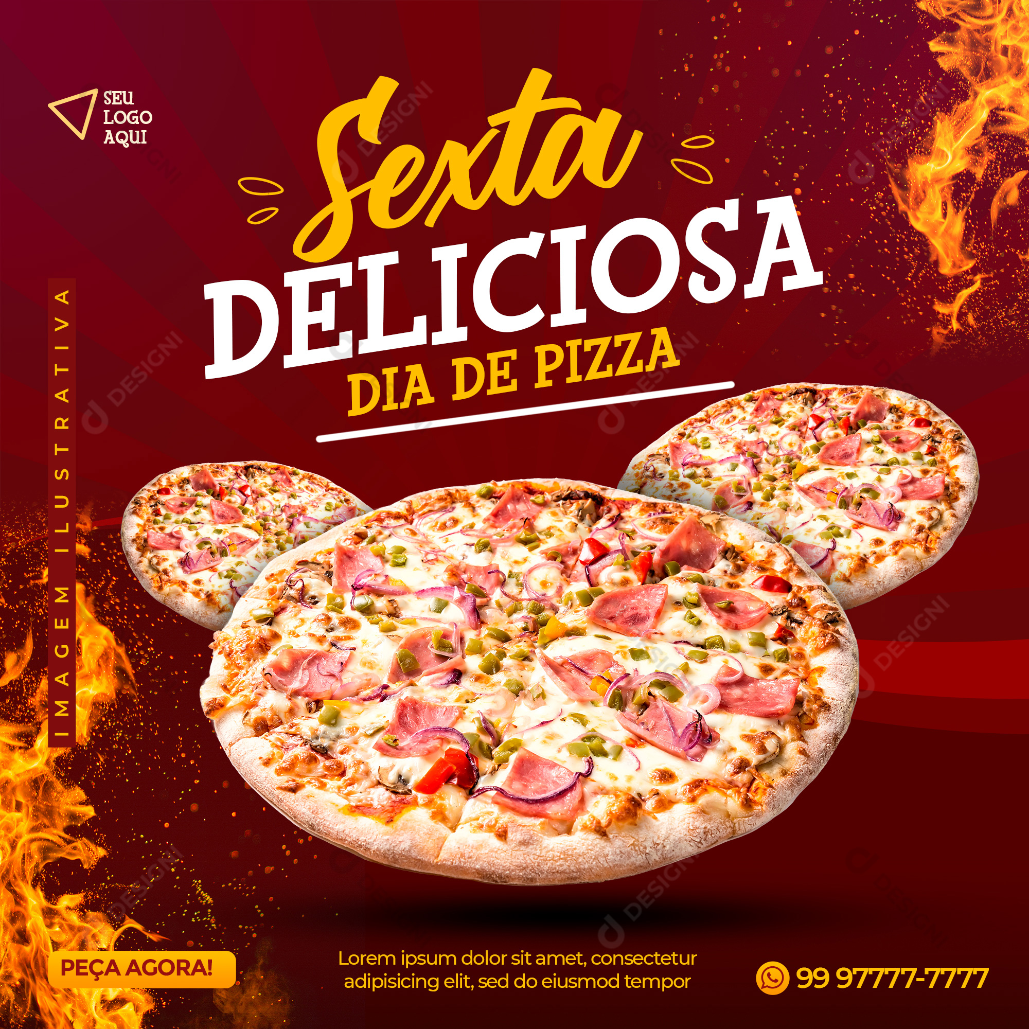 Pizza Sexta Deliciosa Social Media PSD Editável Deliverys