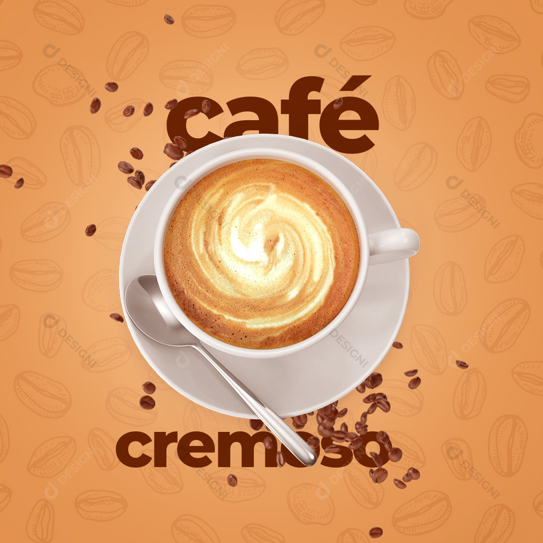 Café Cremoso Cafeterias Social Media PSD Editável