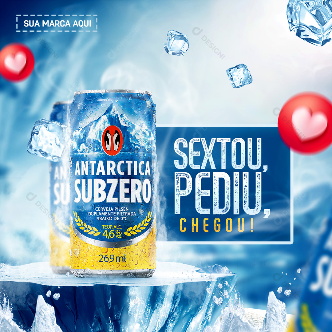Bares Distribuidoras de Bebidas Conveniências Antarctica Social Media PSD Editável