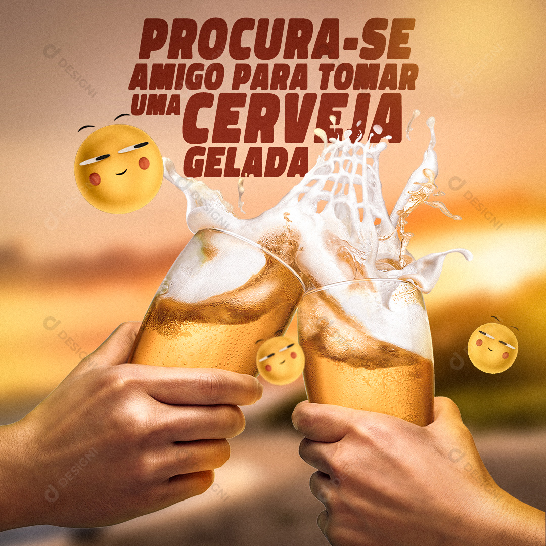 Procura-se Amigo Para Tomar Cerveja Social Media PSD Editável