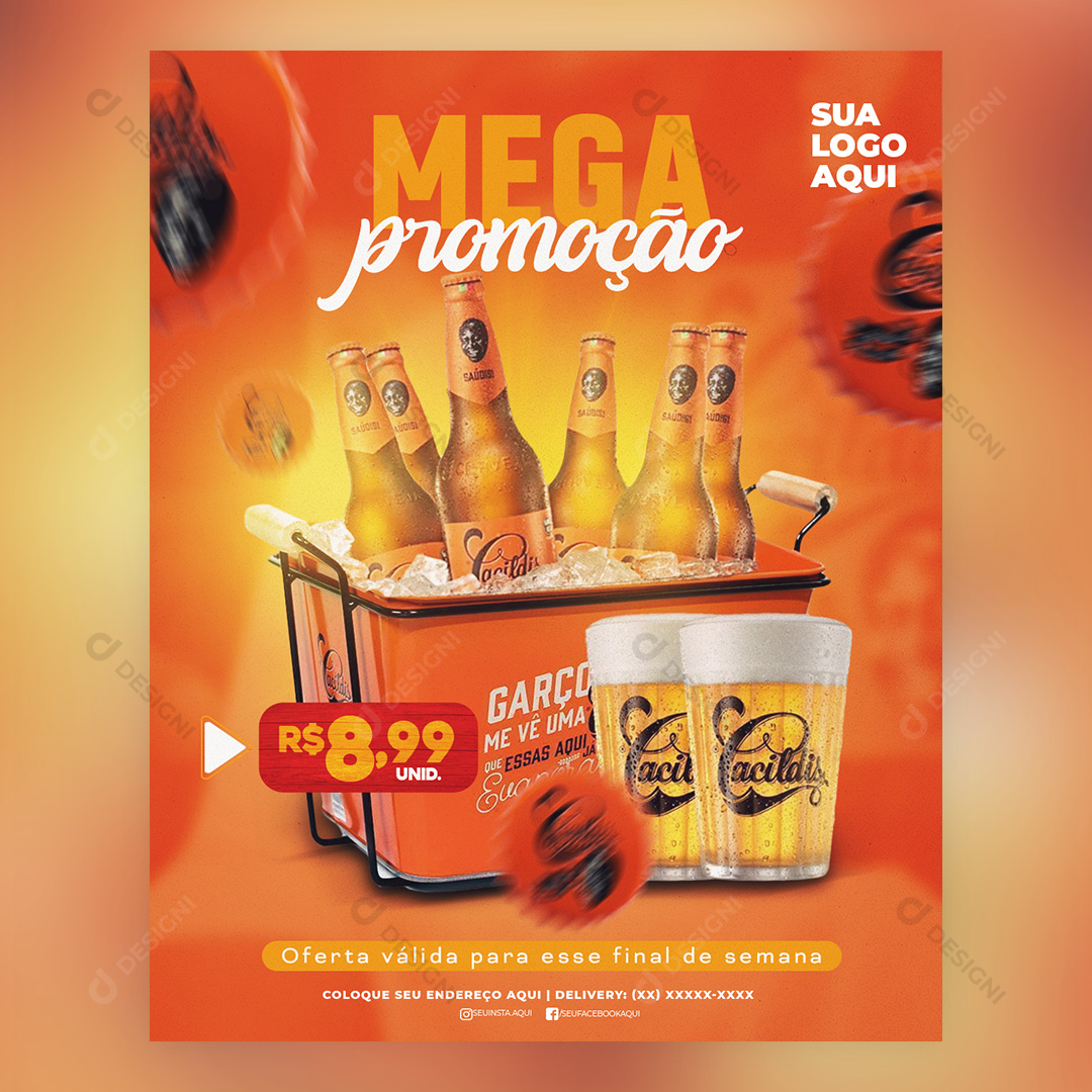 Mega Promoção Cerveja Cacildis Social Media PSD Editável