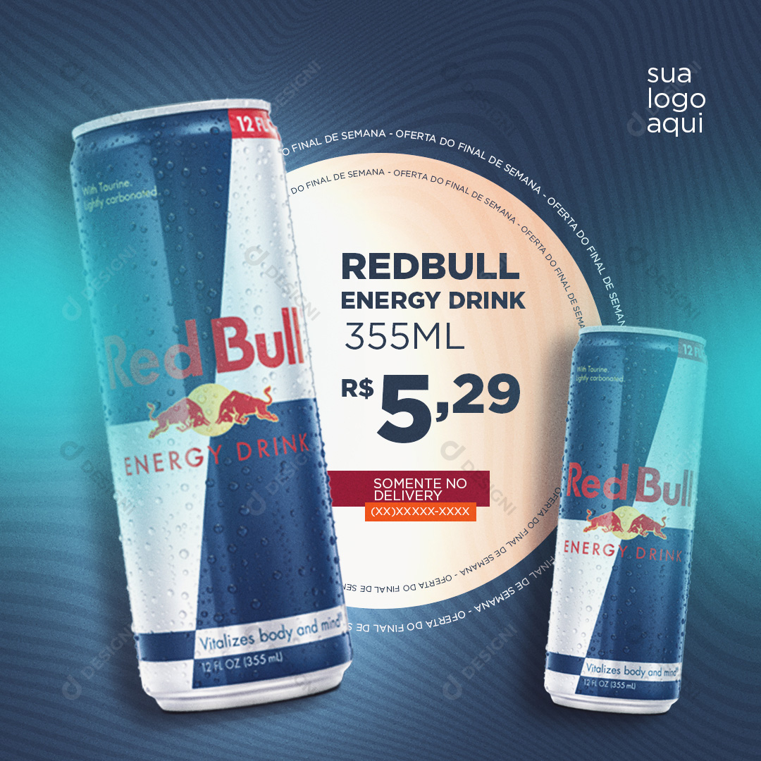 Red Bull Energético 355ml Social Media PSD Editável