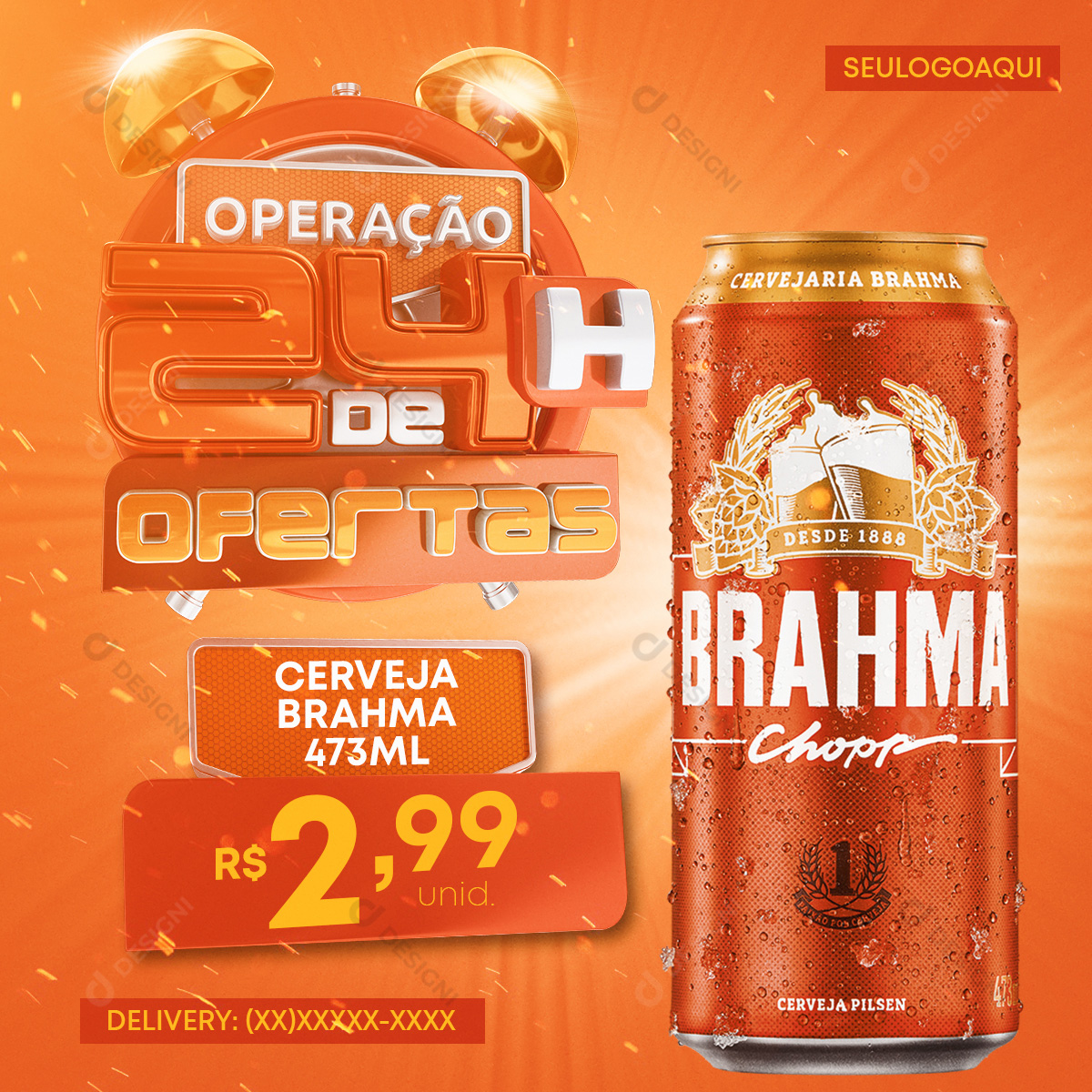 Oferta de 24 Horas Cerveja Brahma Chopp 473ml Social Media PSD Editável