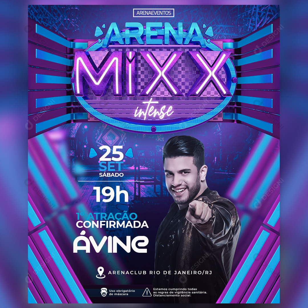 Flyer Arena Mixx Intense Ávine Social Media PSD Editável