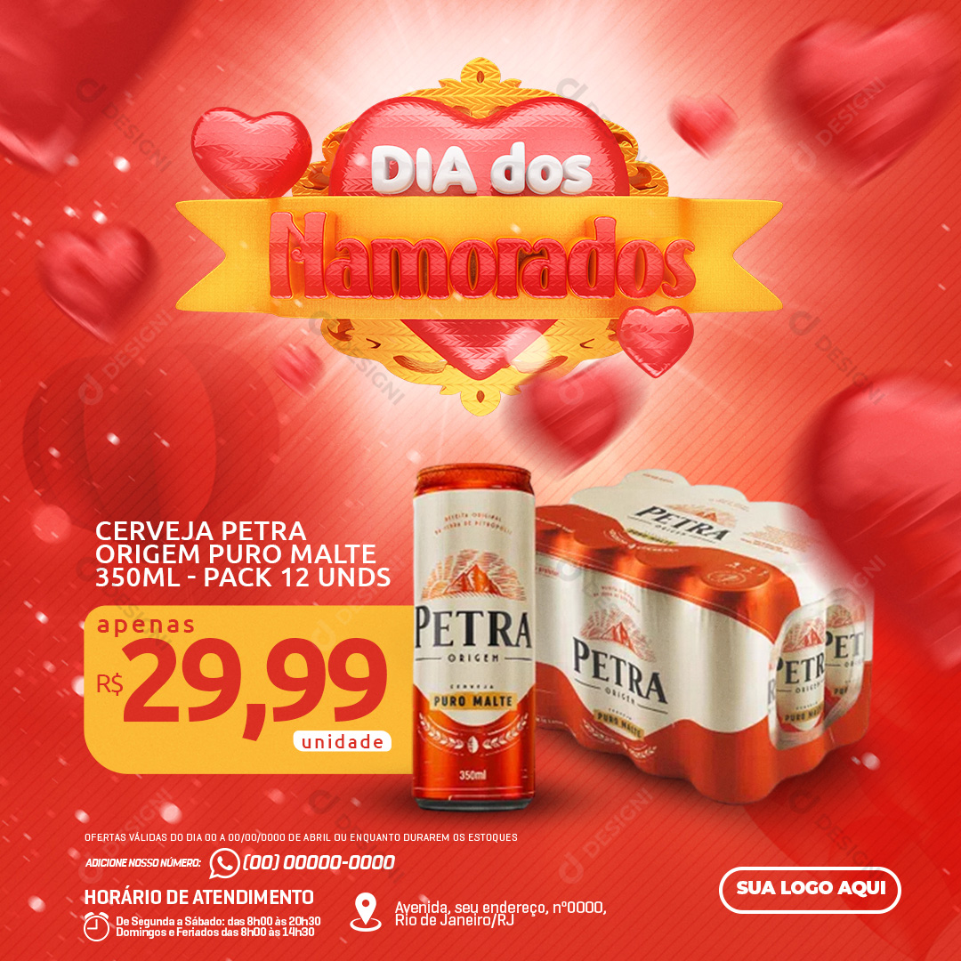 Dia Dos Namorados Cerveja Petra Caixa 12 Unidades Social Media PSD Editável