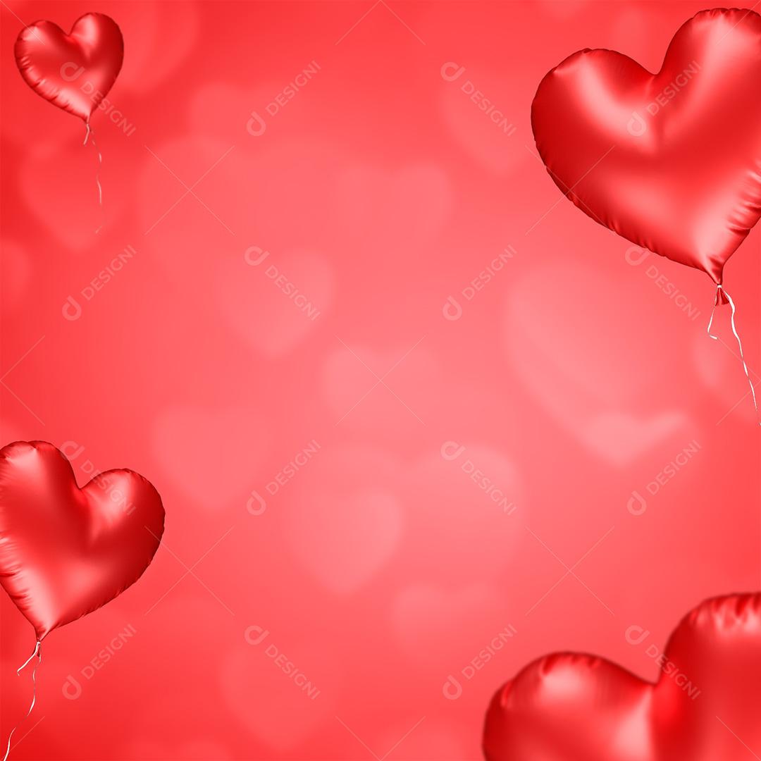 Background Dia dos Namorados Amor Love Balões PSD + JPG