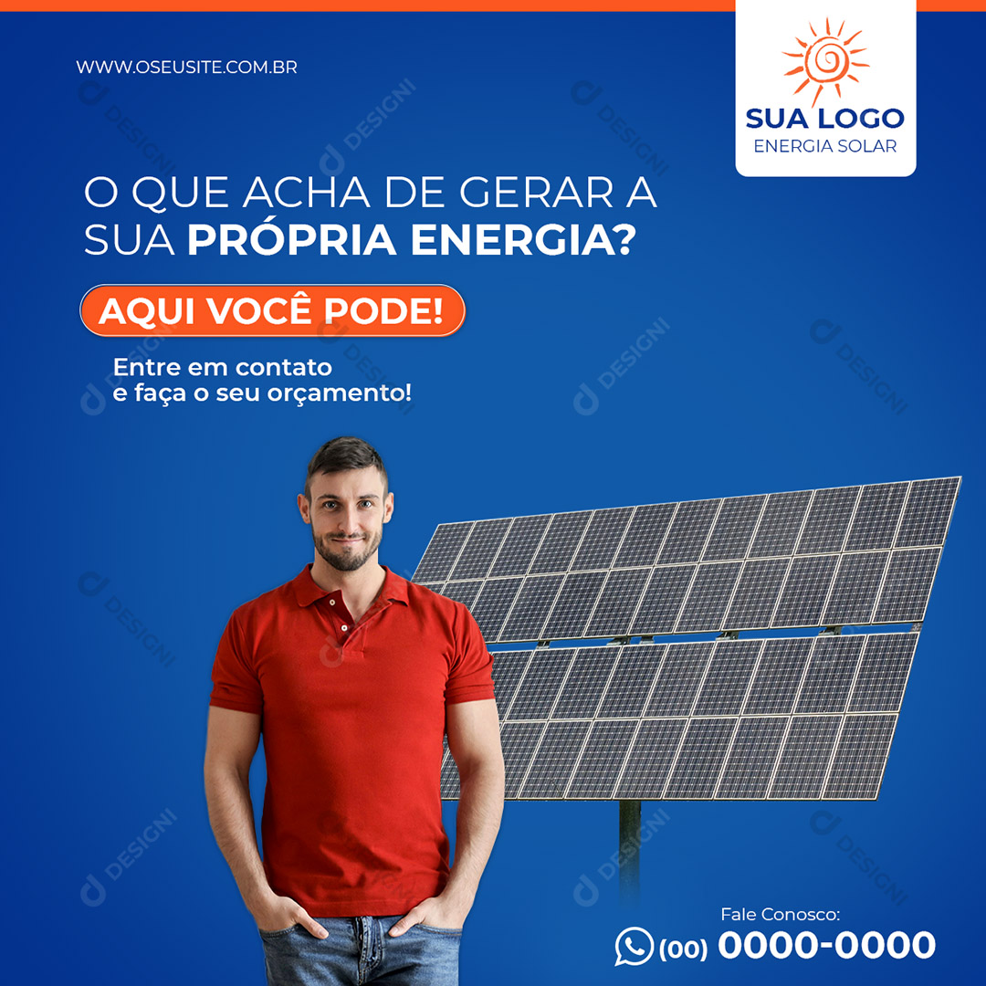 Energia Solar Placa Solar Social Media PSD Editável