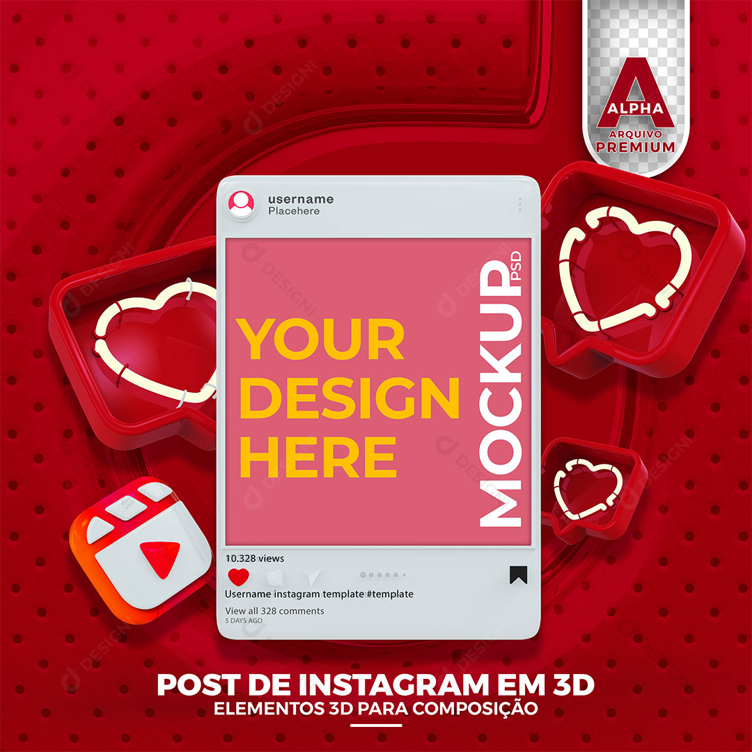 Mockup de Celular Redes Sociais Instagram Elemento PSD Editável