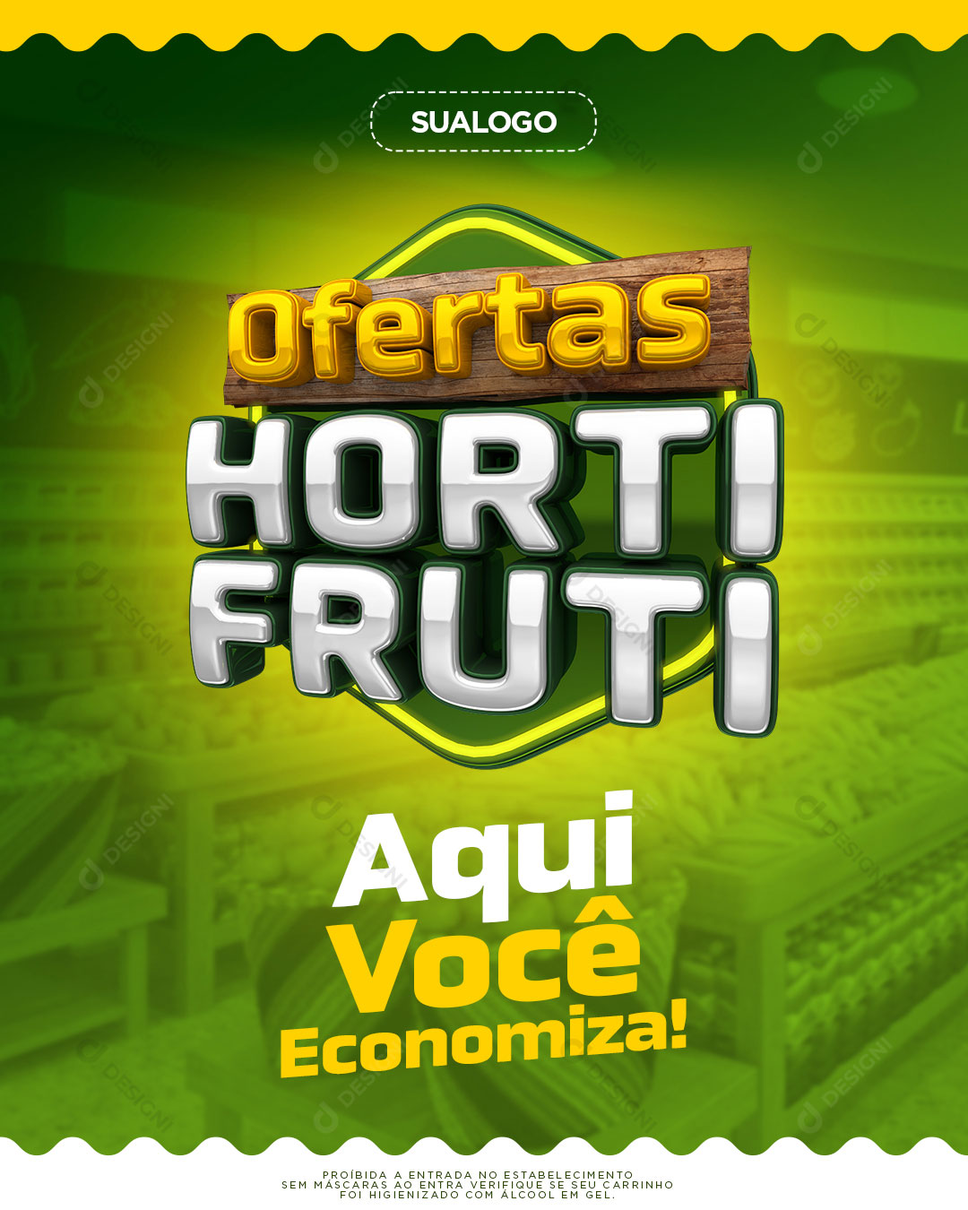 Supermercado Ofertas HortiFruti Aqui Você Economiza Social Media PSD Editável