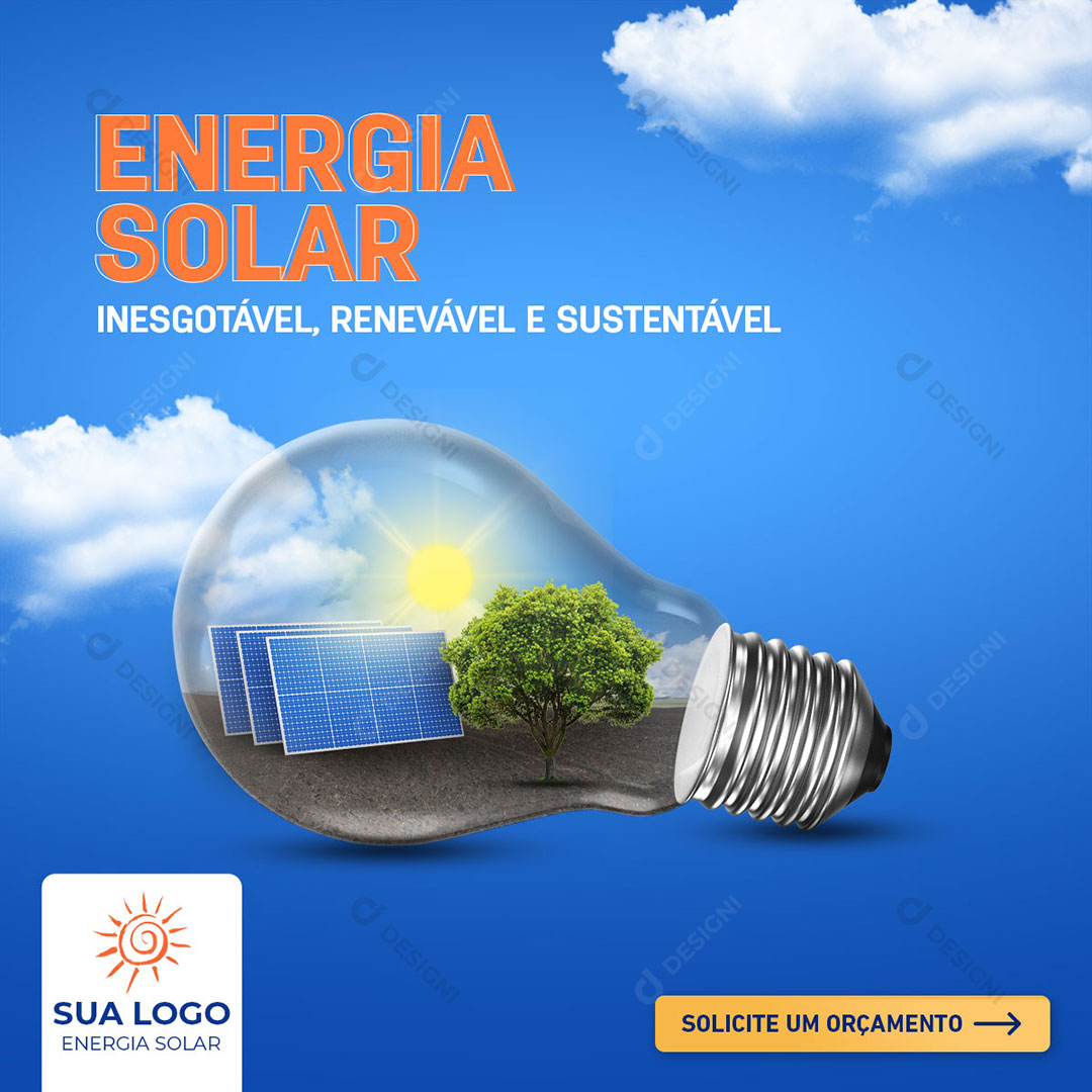 Energia Solar Lâmpada Social Media PSD Editável