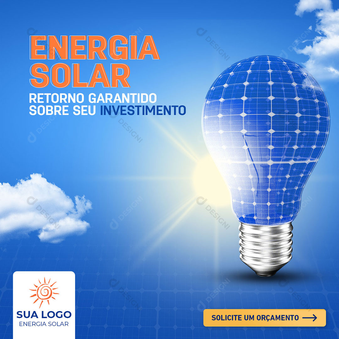 Energia Solar Investimento Social Media PSD Editável
