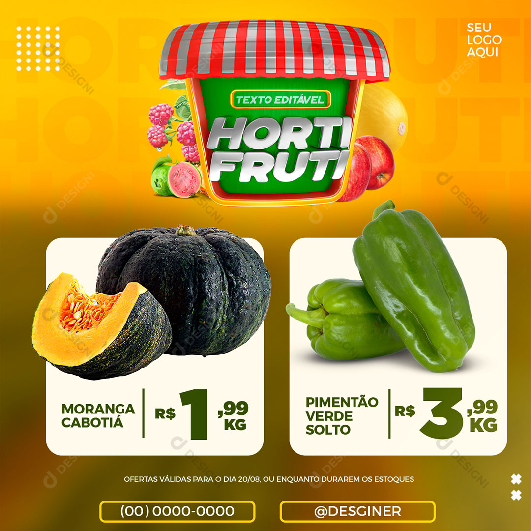 Hortifruti Produtos Frutas e Verduras Feira Social Media PSD Editável