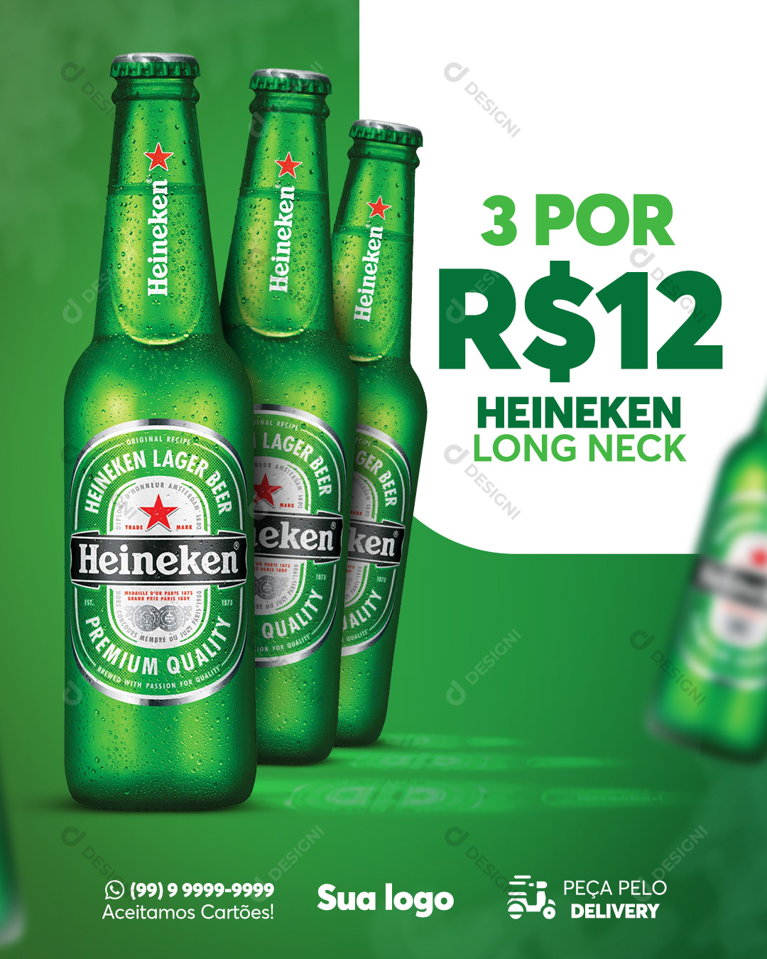Heineken Long Neck Bares Bebidas Social Media PSD Editável