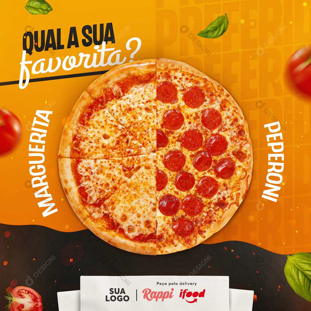 Pizza Qual a Sua Favorita Social Media PSD Editável