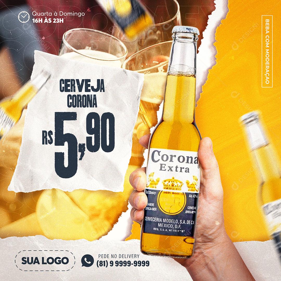 Cerveja Corona Extra Social Media PSD Editáveis Bares Bebidas