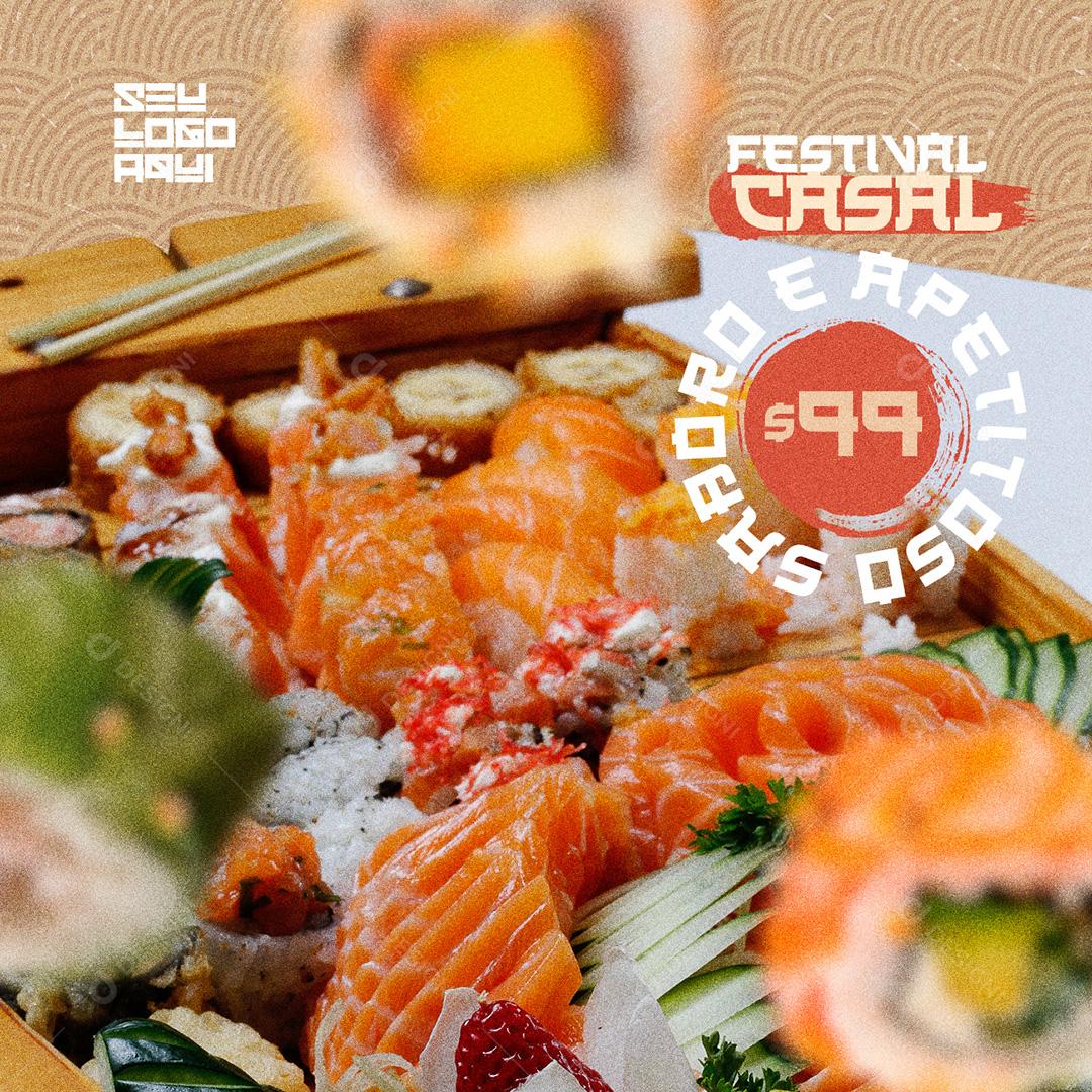 Festival Casal Sushi Social Media PSD Editável