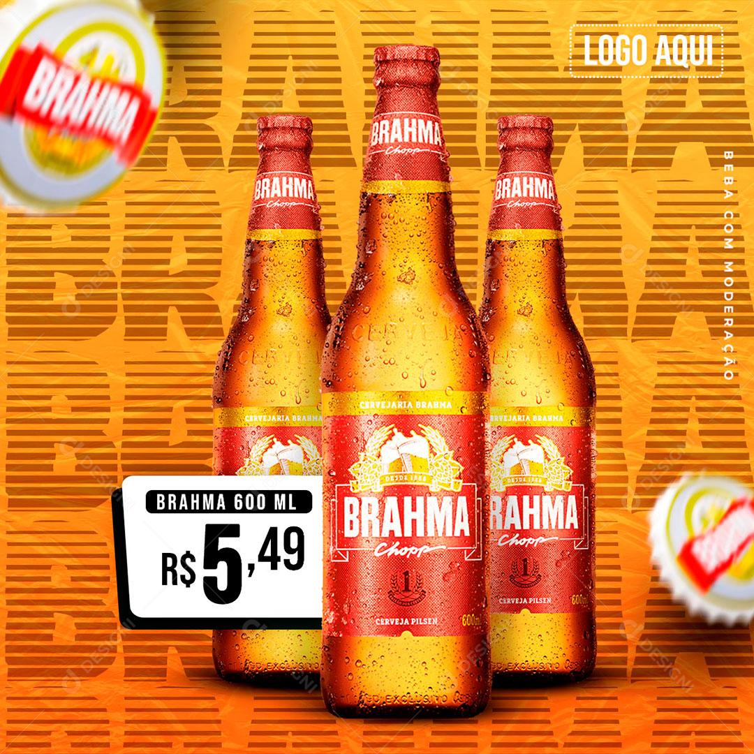 Post Feed Distribuidora Cerveja  Brahma Social Media PSD Editável