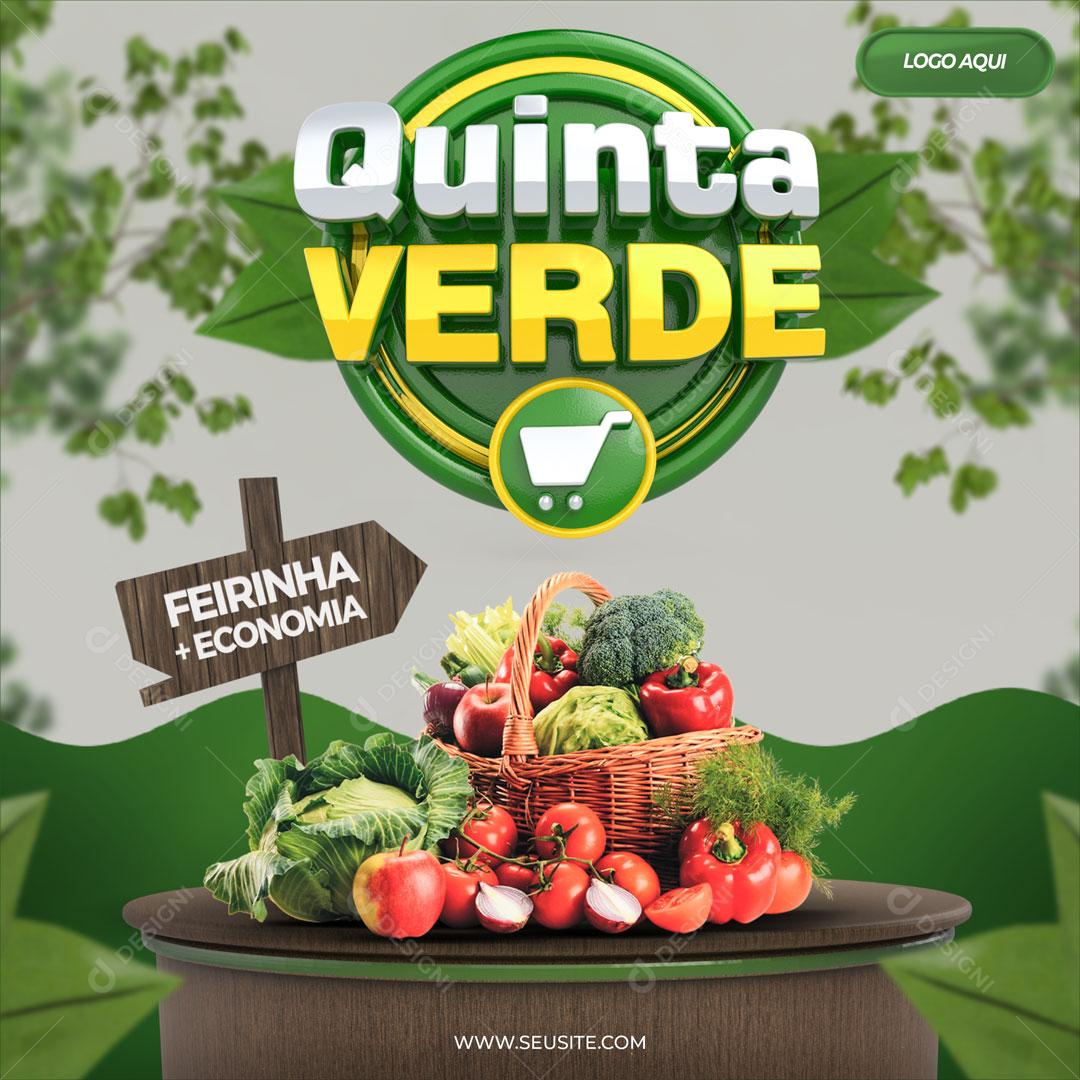 Post Feed Hortifruti Quinta Verde Feirinha + Economia Social Media PSD Editável