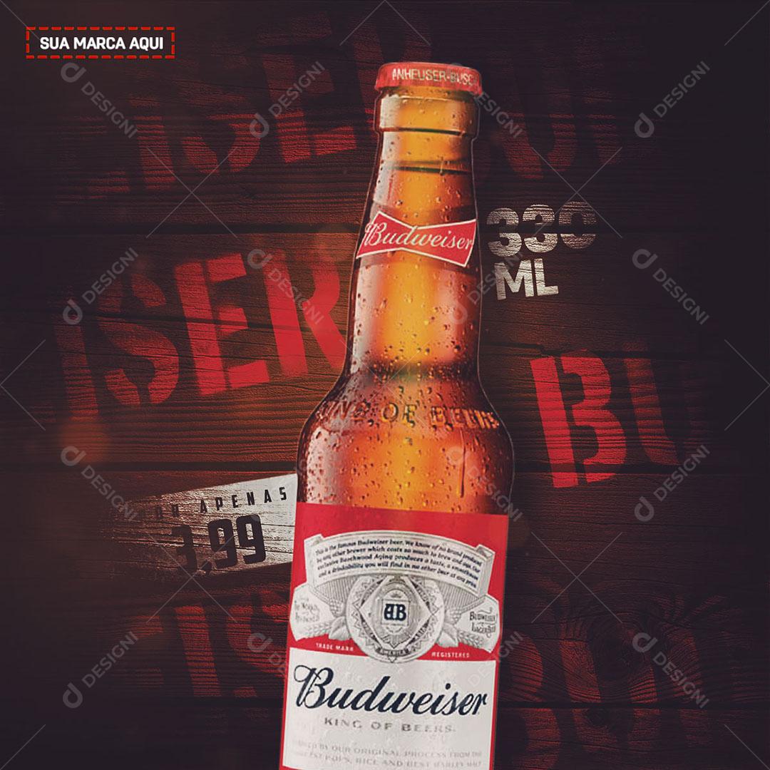 Post Feed Distribuidora Cerveja Budweiser Social Media PSD Editável