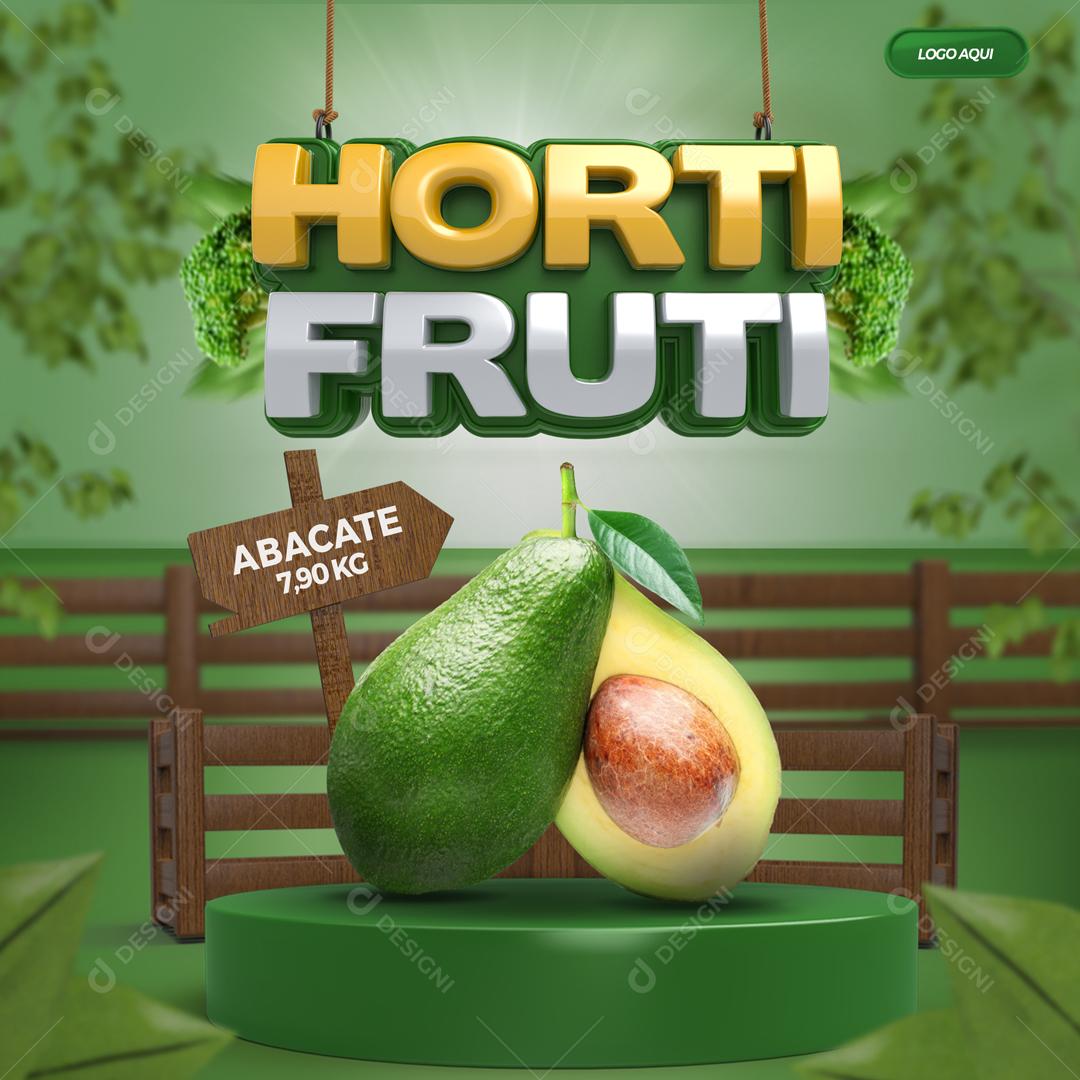 Post Feed Hortifruti Fruta Abacate Social Media PSD Editável