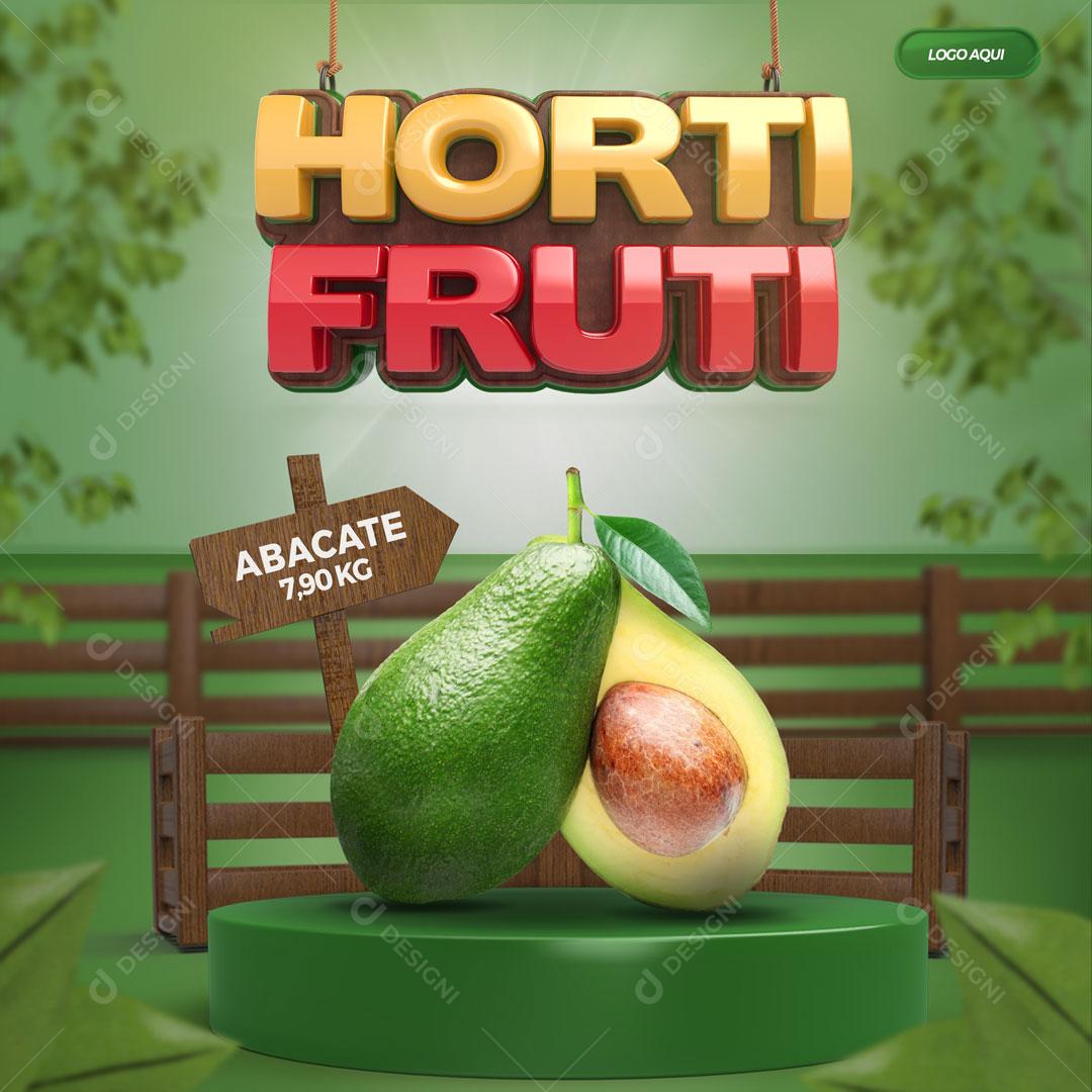 Post Feed Hortifruti Fruta Abacate Social Media PSD Editável
