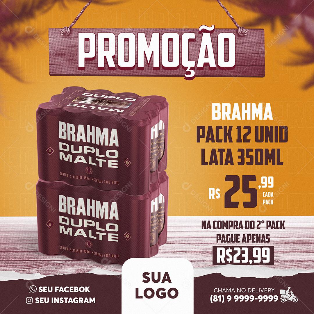 Post Feed Distribuidora Promoção Cerveja Brahma Pack Social Media PSD Editável