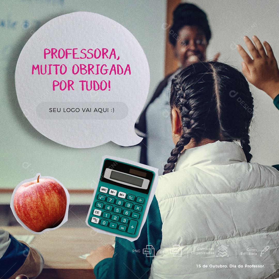 Post Feed Data Comemorativa Professora Obrigado Social Media PSD Editável