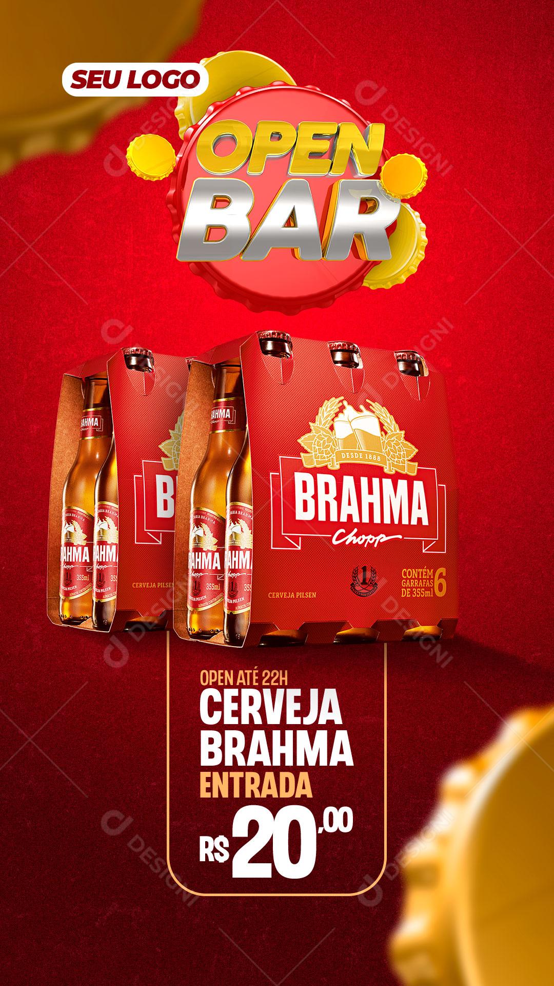 Post Story Distribuidora Open Bar Cerveja Brahma Social Media PSD Editável