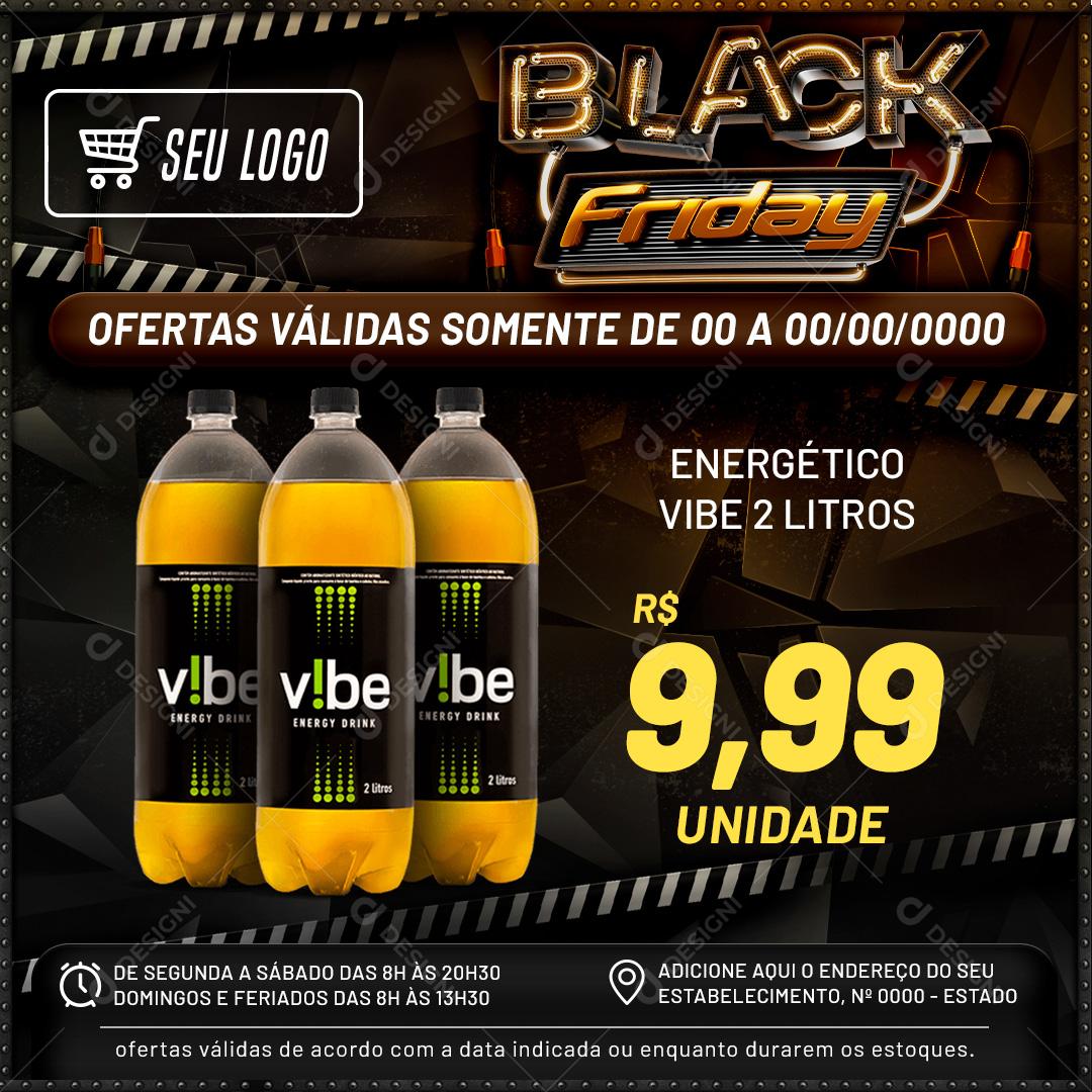 Black Friday Energético Supermercado Social Media PSD Editável