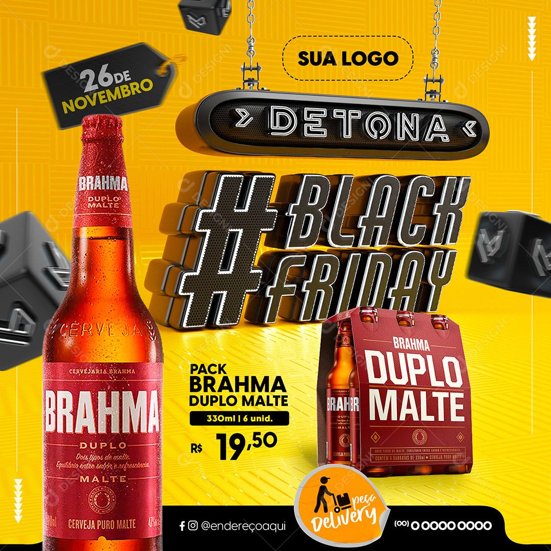 Post Feed Distribuidora Detona Black Friday Cerveja Brahma Duplo Malte Social Media PSD