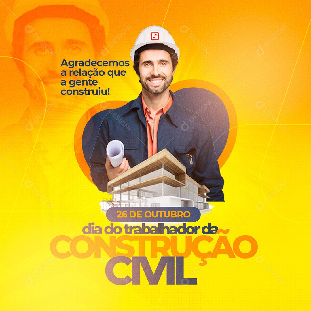 Post Feed Data Comemorativa Dia do Trabalhador da Construção Civil Social Media PSD