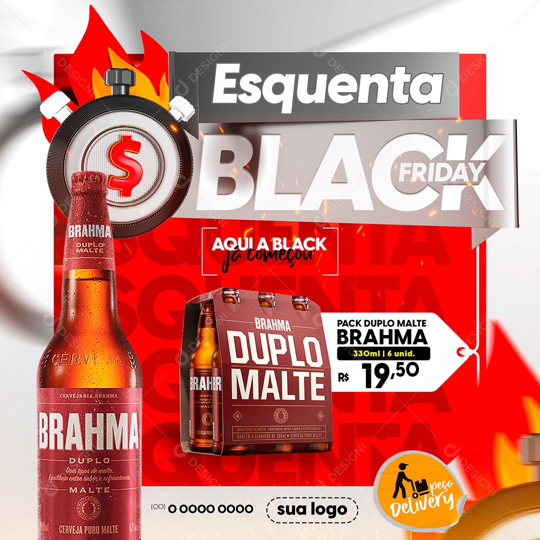 Post Feed Distribuidora Esquenta Black Friday Cerveja Brahma Duplo Social Media PSD Editável