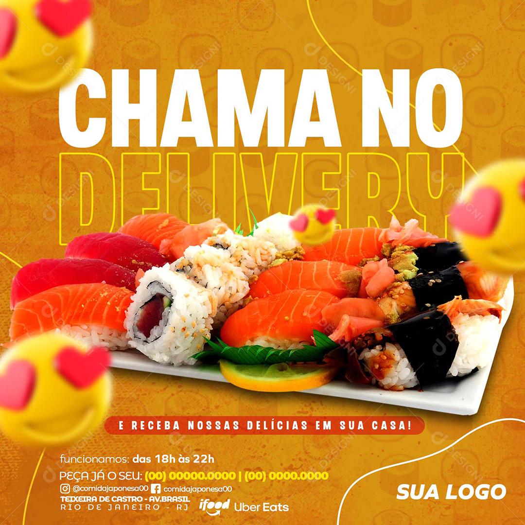 Social Media Comida Japoneza Chama No Delivery Sushi PSD Editável