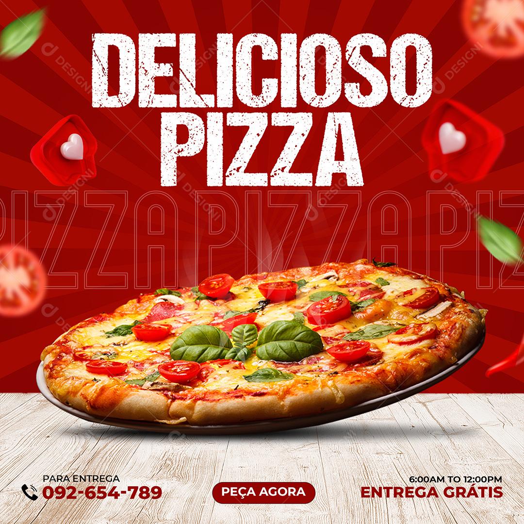 Social Media Delicioso Pizza Peça Agora PSD Editável