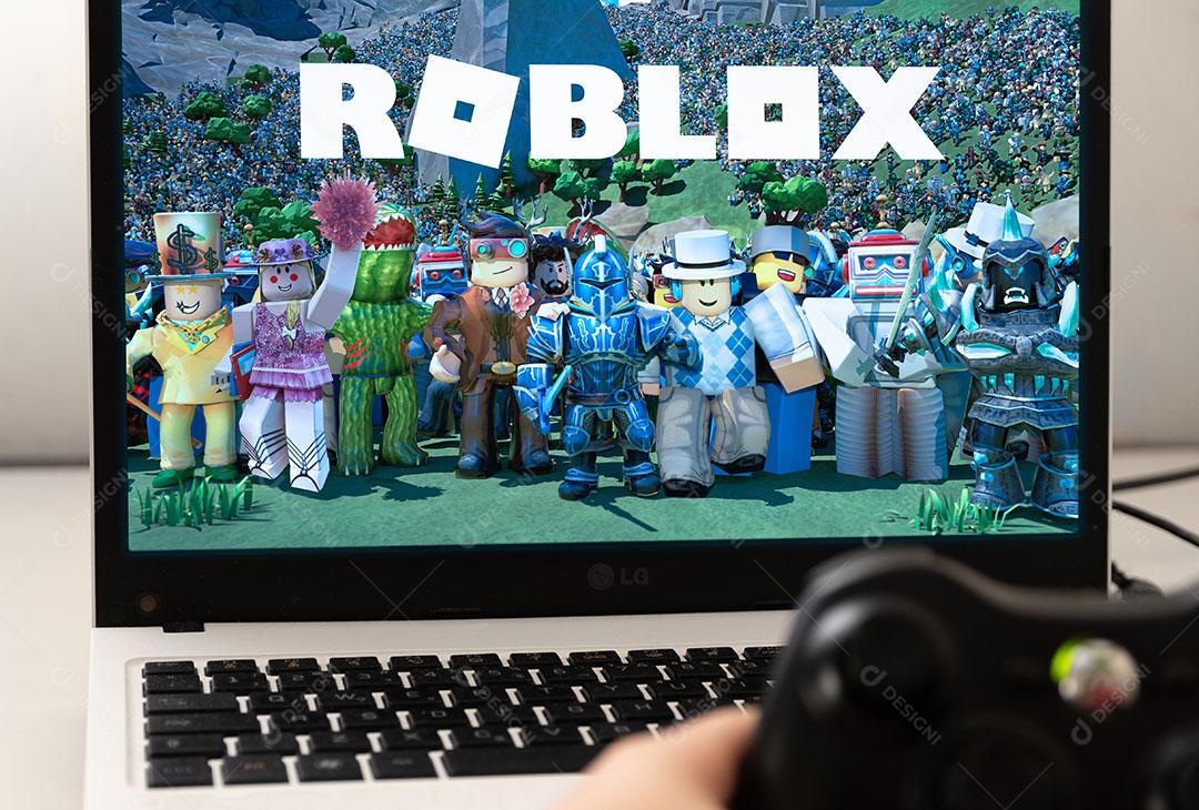 Foto Roblox na Tela do Notebook Roblox é Um Videogame Online Multijogador e  Sistema [download] - Designi