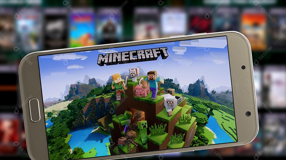 Jogo Minecraft na Tela do Smartphone Imagem JPG [download] - Designi