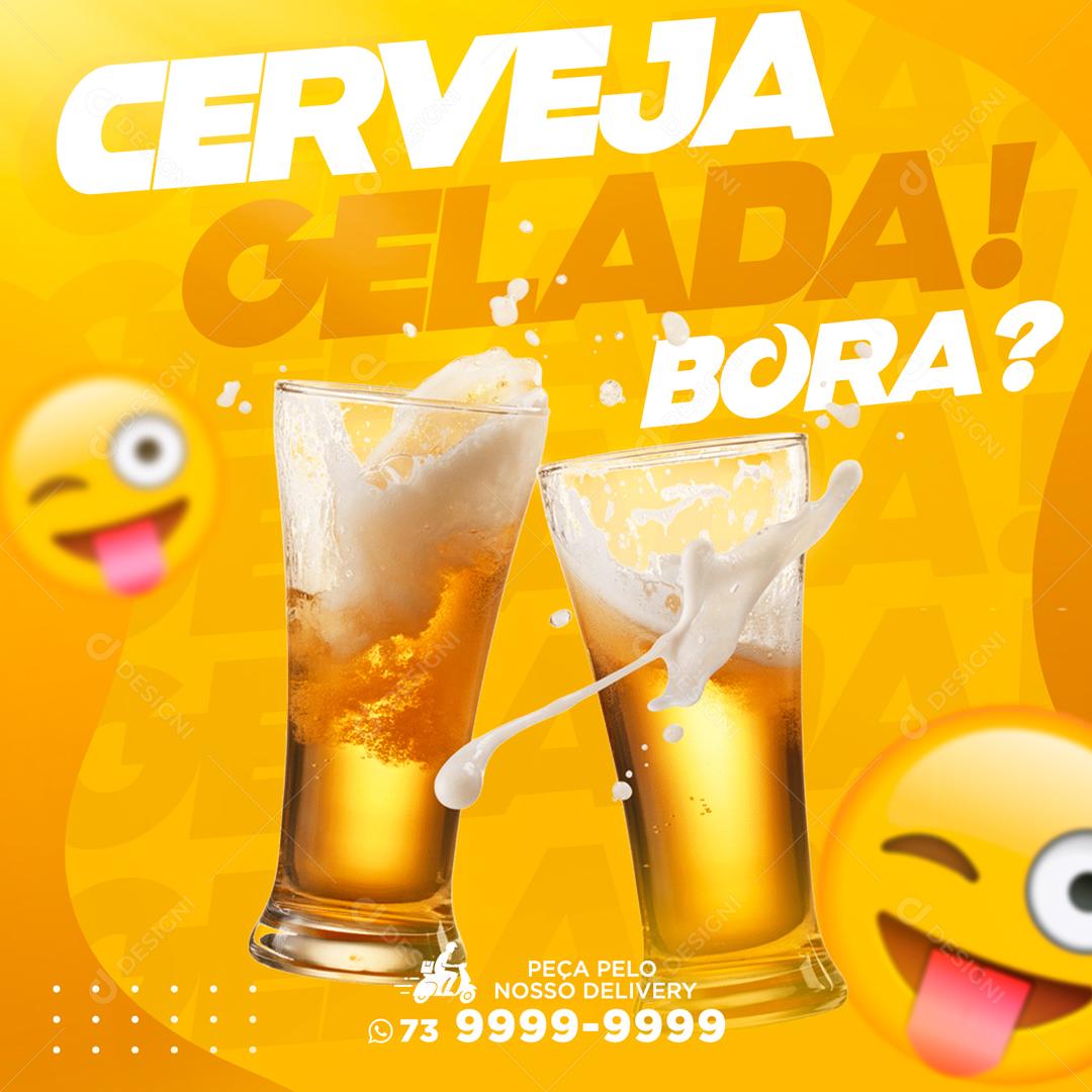 Cerveja Gelada Bora Social Media PSD Editável
