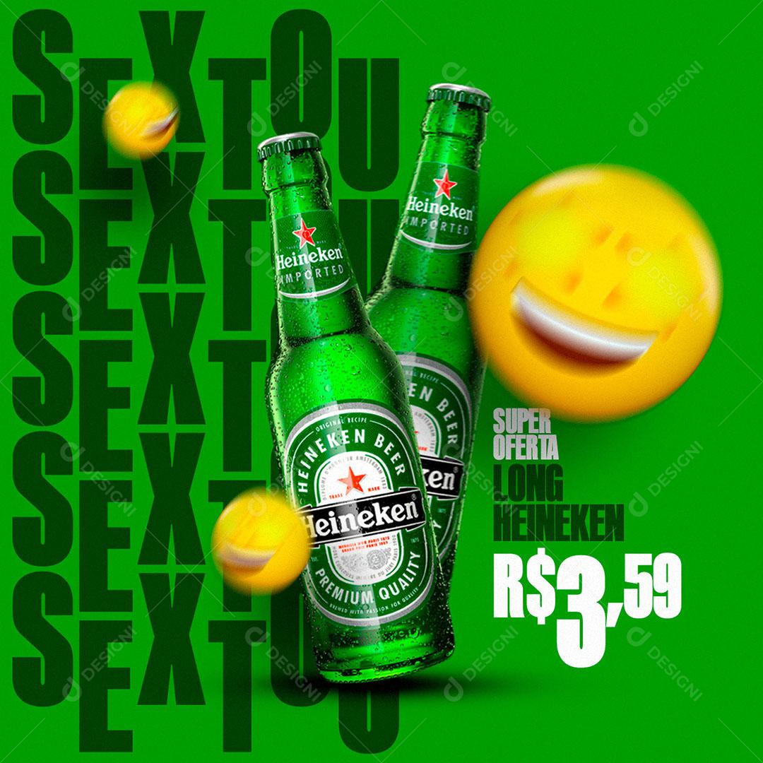 Sextou Cerveja Heineken Long Neck Social Media PSD Editável