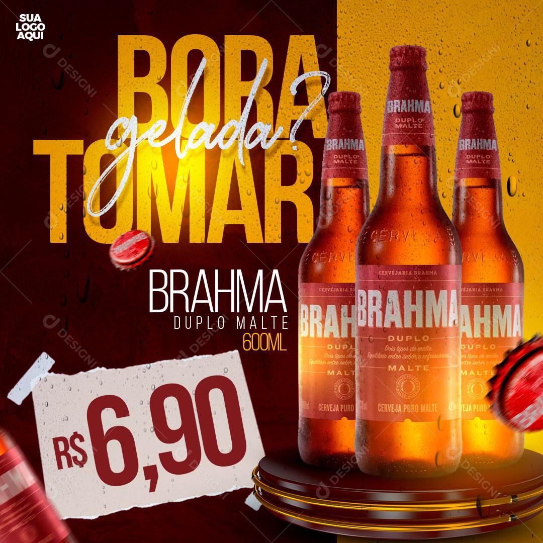Social Media Bora Tomar Gelada Cerveja Brahma PSD Editável