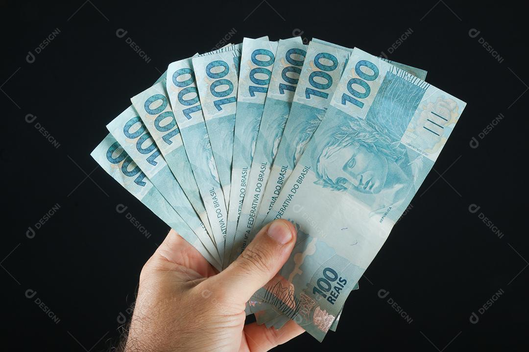 Dinheiro Brasileiro Notas de 100 Reais Imagem JPG
